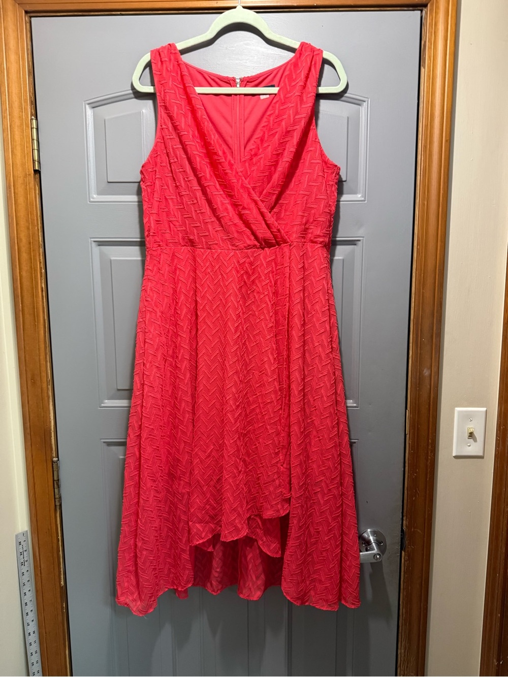 Tommy Hilfiger- Coral color textured asymmetrical hi-lo dress (14)